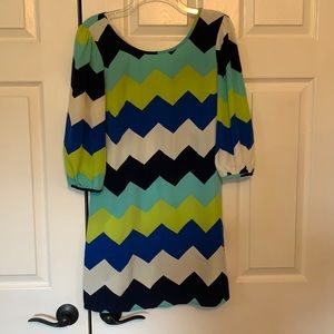 Chevron Easy 3/4 Length Sleeve Dress